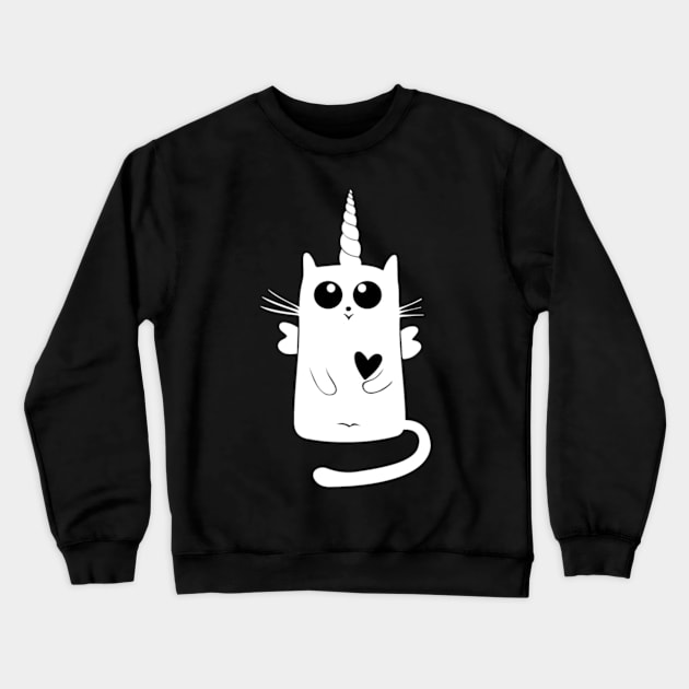 Cute Kitty Cat Unicorn Crewneck Sweatshirt by Nulian Sanchez